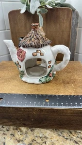 Christmas Dazzle Ceramic Teapot Tea Light Candle House Decoration Gold Accents N - Picture 1 of 6