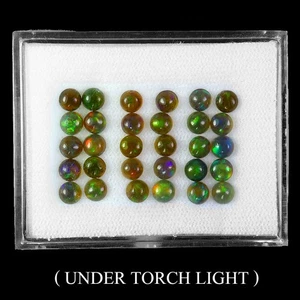 Cabina Redonda AAA Floral Flash Juego de Color Ópalo Negro 30 piezas Piedras Preciosas 5.24ct 4mm - Imagen 1 de 14