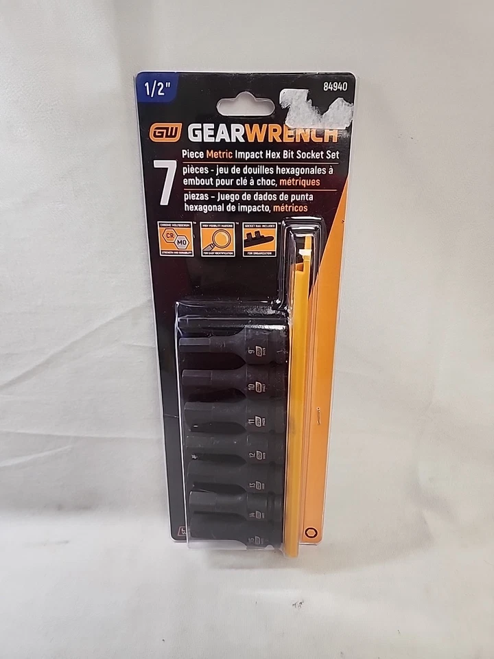 GearWrench 7 Piece 1/2" Drive Metric Impact Hex Bit Socket Set 84940 - Image 1 of 1