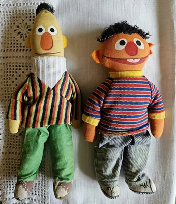 Ernie & Bert -  Sesamstraße - von Knickerbocker - Stoff - Plüsch - 70er Jahre - Bild 1 von 4