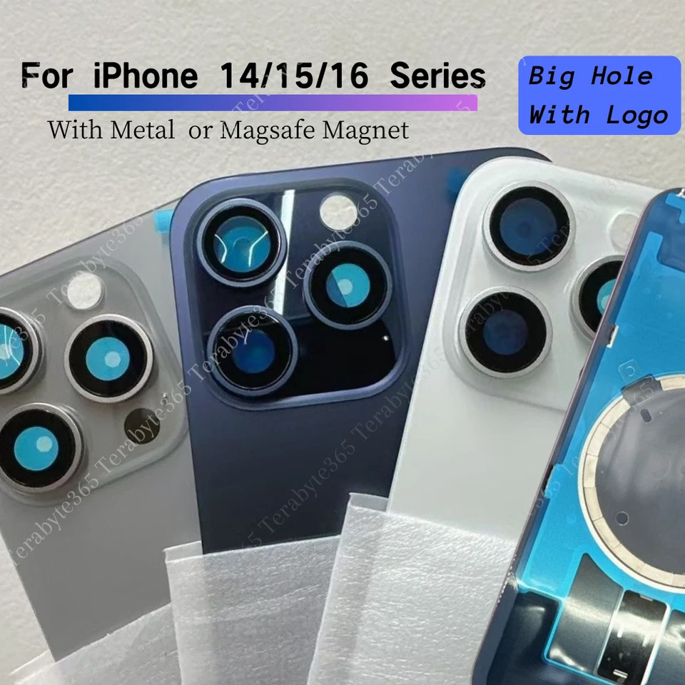 Back Glass Replacement with Metal or Magnet For iPhone 14 Plus 15 Pro Max 16 Lot - Image 1 of 1