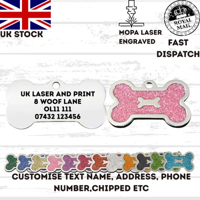 Engraved Dog Tag Personalised ID Tags Name BONE Pet Cat Tags Animal Cat Collar - Image 1 of 4