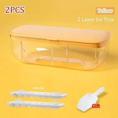 Multifunction 2 In 1 Ice Cube Trays Box Lid Silicone Bottom Mold Making - Image 1 of 4