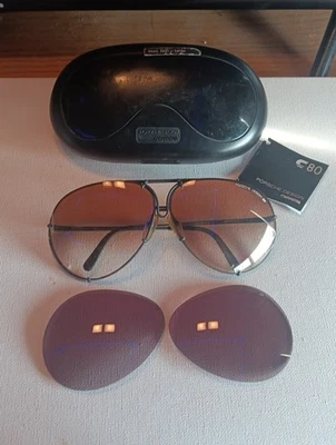 Vintage Porsche Carrera 5621 Black Frame With Original Case & Extra Lenses. - Image 1 of 4