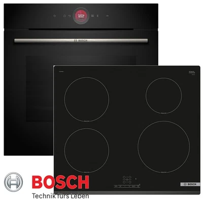 Induktion Herd Bosch Herdset Autark Backofen Schwarz + Induktion Kochfeld Neu - Bild 1 von 4