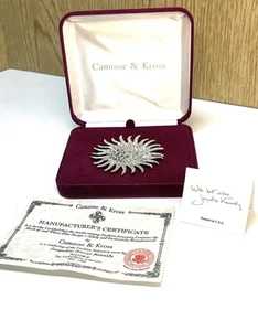 Jackie Kennedy Brosche Kristall Strass Sunburst Camrose und Kross in Box JBK - Bild 1 von 7