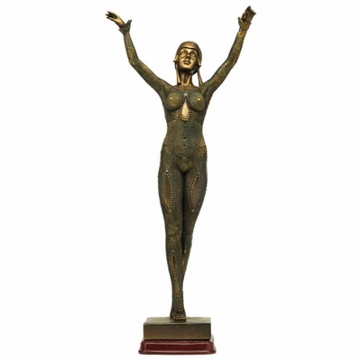 Design Toscano Acabamento Bronze Demetre Chiparus Durga Dancer Pedra Fundida Resina 15" - Imagem 1 de 4