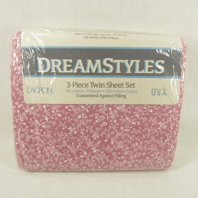 Juego de sábanas dobles vintage Dreamstyles 3 piezas Richfield rosa blanco floral poli algodón Foto 1 de 4