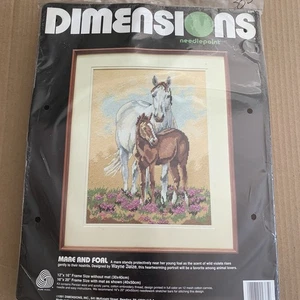 Dimensions Horse Mare and Foal Needlepoint Kit NEW Mother Baby Wool 12x16 - Picture 1 of 3