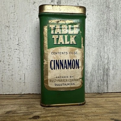 Vintage Table Talk Spice Tin - Cinnamon Rust Parker Co Advertising - Image 1 of 4