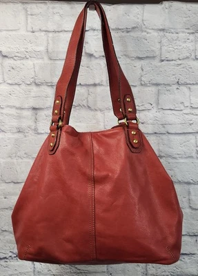 Bolso de Mano Tignanello Grande de Cuero Rojo para Mujer con Acentos de Tachuelas de Latón y Doble H Foto 1 de 4
