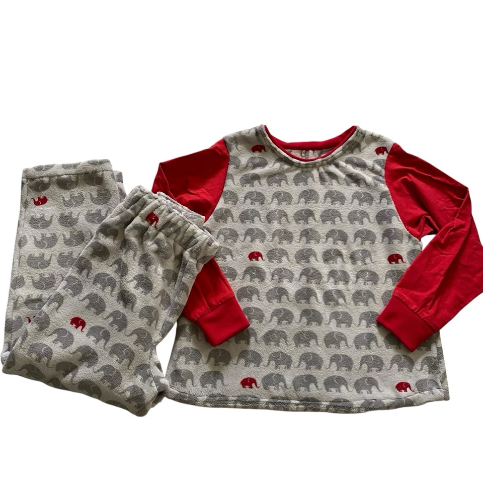 DKNY Elephant Print Fleece Pajama Set Women’s Size Medium Petite - Image 1 of 4