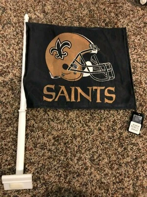 NEW ORLEANS SAINTS HELMET w/NAME 11X14 CAR flag superior GENUINE NFL Lic us sold - Image 1 of 2