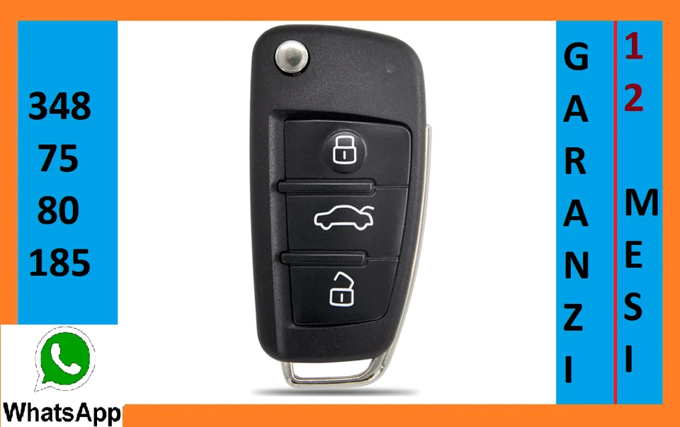 Chiave Completa Chip Telecomando AUDI A3 A4 S3 S4 315 mhz ID48 - Immagine 1 di 1