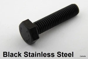 M5 (5mm) A2 BLACK STAINLESS STEEL THREADED BOLT SCREW HEXAGON HEX HEAD  DIN933 - Picture 1 of 3