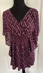 NEW Womens Sml Top NY Collection Plum Silver Bling Tunic NWT - Picture 1 of 5