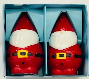 Christmas Salt & Pepper Shakers SANTA CLAUS GNOMES 2-Piece Set NEW - Picture 1 of 3