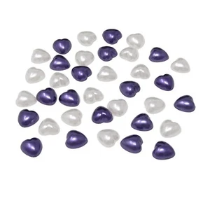 200 x Lila & Weiß Mix 8mm Perlen Flachrücken Herzform Perlen Basteln Weihnachten - Bild 1 von 1