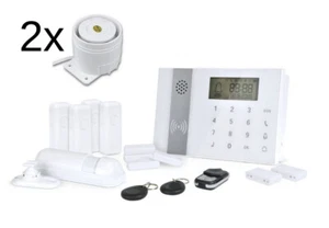 Alarmanlagen-Set Drahtloses GSM Alarmanlage Hausalarm + 2x externe Sirene, weiss - Bild 1 von 1