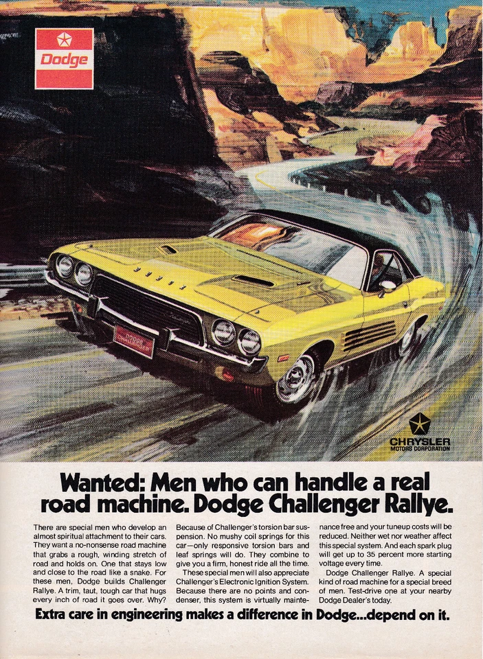 1973 Dodge Challenger Rallye, Slick Original USA Issue Magazine Ad - Image 1 of 1