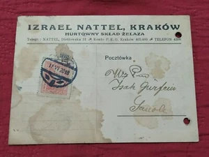 Poland 1928 Judaica Postcard from Jewish businessman Handwriting Yiddish Cracow - Picture 1 of 7