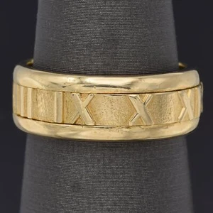 Tiffany & Co. 18K Yellow Gold 1995 Atlas Roman Numerals Band Ring - Picture 1 of 6