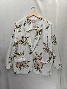 Philosophy weißer geblümter Blazer Jacke weiches Tragegefühl ein Knopfverschluss Gr-XXL - Bild 1 von 5