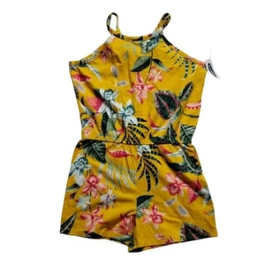 Old Navy Floral Romper Halter Neck Sleeveless Yellow Tropical Kids Size L - Picture 1 of 9
