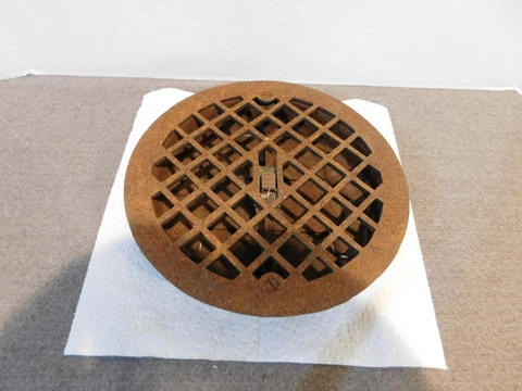 Antique 9 1/2" Round Cast Iron Floor Grate Heat Register Cover