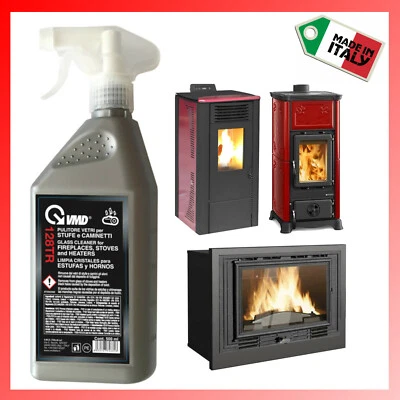 VMD Pulitore Vetro Camino Stufa a Pellet Termocamino Forno Caminetto Legna Bioetanol
