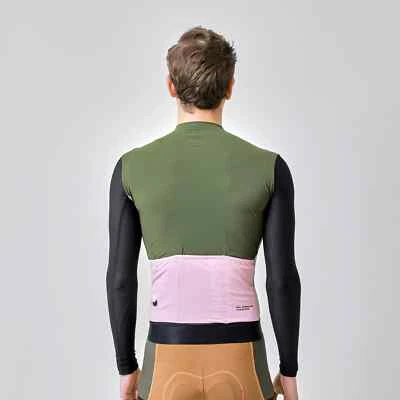 Jersey de ciclismo de malla manga larga protección solar tela Coldback Tech cuello bajo Foto 1 de 4