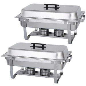 2 Pack 8 QT Stainless Steel Chafer Chafing Dishes Sets Catering Food Warmer - Picture 1 of 12