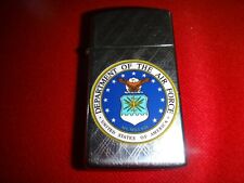 Year 1980 Zippo Slim Lighter With US DEPARTMENT OF THE  AIR FORCE Emblem Sticker