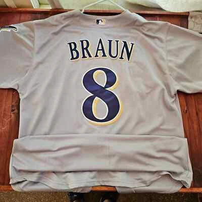 Majestic MLB Authentic Ryan Braun Milwaukee Brewers Stitched Baseball Jersey - Image 1 of 4