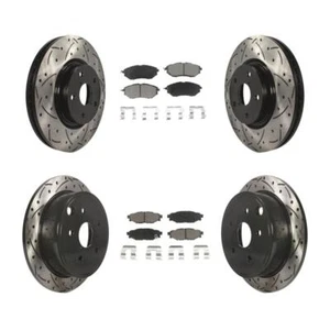 For Subaru WRX Front Rear Coated Drilled Slot Disc Brake Rotor & Ceramic Pad Kit - Picture 1 of 16