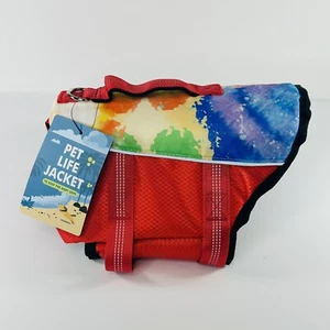 Dog Life Jacket Red Tie Dog Small Life Vest Swimming Boating Summer Fun Cyeollo - Picture 1 of 13