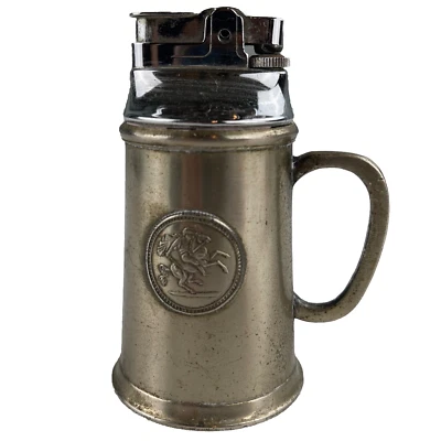 Encendedor de piedra de cerveza de plata de ley. "Adorno guerrero 4"" de colección Apco. Raro Foto 1 de 4