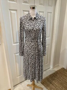 LOFT schwarz grau Gepard Gürtel A-Linie Shirt Midi Kleid 4 Neu ohne Etikett - Bild 1 von 7