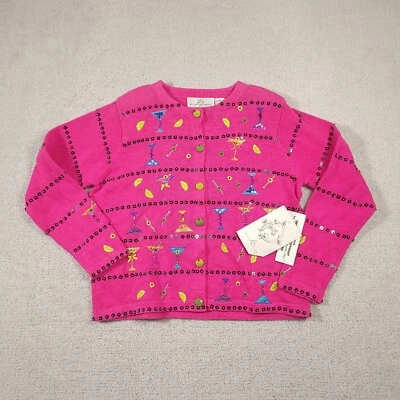 Design Options Philip & Jane Gordon Sweater Womens Medium Pink Martinis Olives - Image 1 of 4