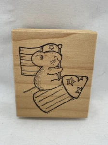 MOUSE FLAG ROCKET STARS RIDE RUBBER STAMP By GREAT IMPRESSIONS E343 - Picture 1 of 3