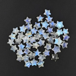 Hand Carved Star Blue Fire Rainbow Moonstone Loose Gemstone For Jewelry Making - Picture 1 of 5