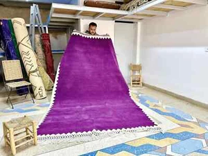 Moroccan Rug Soft Purple Wool Beni Ourain Carpet Handmade Abstract Style Rugs - Picture 1 of 10