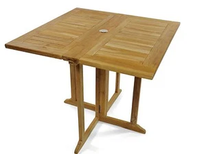 Premium Grade A Teak 31" Square DropLeaf Folding Table, Use w/1 Leaf Up Or 2 Up - Picture 1 of 4