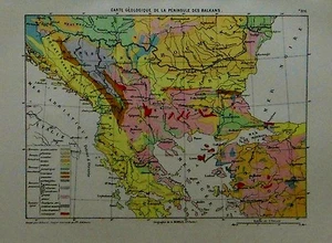 1884 Original Militärkarte MARGA.KARTE GEOLOGIE BALKANHALBINSEL.ITALIEN - Bild 1 von 1