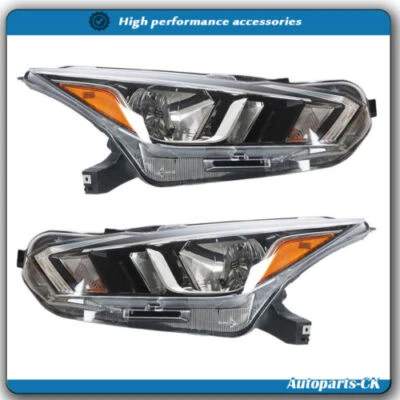 Headlight Front Pair Lamps For 2020 2021 Nissan Versa S SV Halogen LH+RH Chrome - Image 1 of 4