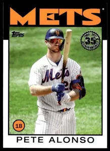 2021 Topps 1986 inserto 86B-65 tarjeta de béisbol Pete Alonso New York Mets MLB - Imagen 1 de 2