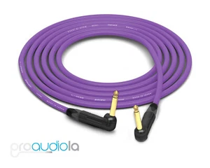 Canare Quad L-4E6S Instrument Cable | 90° 1/4" TS to 90° 1/4" TS | Purple 1 Ft - Picture 1 of 1