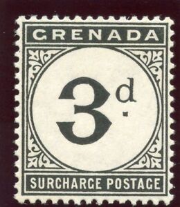 Grenada 1906 KEVII Postage Due 3d blue-black MLH. SG D10. Sc J10.