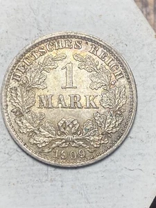 DEUTSCHES REICH 1909-D 1 MARK SILBERMÜNZE, Stempelglanz mit "Doppel D" Prägefehler - Bild 1 von 21