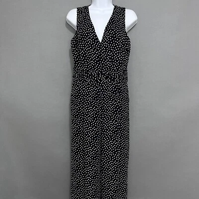 Mono Ann Taylor para mujer talla 4 pequeño azul marino a lunares cuello en V pierna ancha recortado Foto 1 de 4